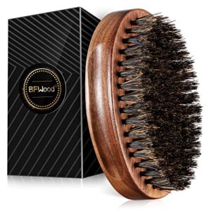 bfwood boar bristle beard brush – black wood walnut military style