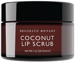 brooklyn botany lip scrub exfoliator 1 oz – lip moisturizer for dry lips and chapped lips – gentle lip exfoliator for smooth and brighter lips – coconut flavor