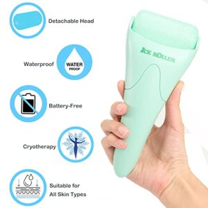 Ice Roller for Face and Body Massage, Facial Roller Skin Care Tool for Reduce Wrinkles and Puffiness, Migraine Pain Relief and Skin Tighten, Cold Therapy for Cooling and Calming(Green)