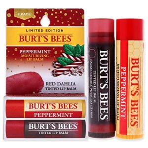 burts bees burts bees lip balm kit unisex lip balm peppermint, red dahlia tinted, 0.15 ounce (pack of 2)
