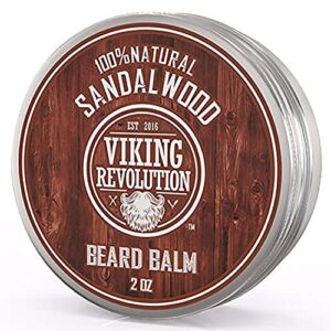 viking revolution beard balm with sandalwood scent and argan & jojoba oils- styles, strengthens & softens beards & mustaches – leave in conditioner wax for men (1 pack)