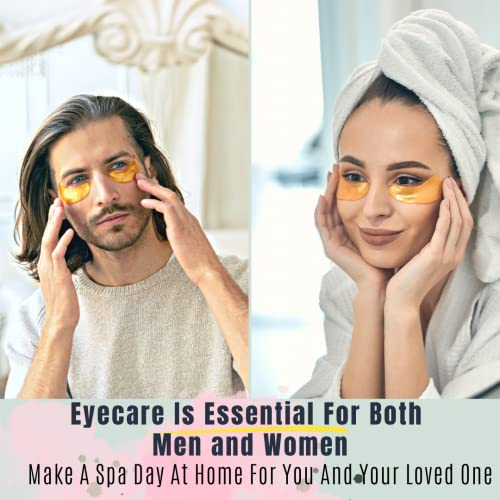 24K Gold Eye Patches for Puffy Eyes - Collagen Eye Masks for Dark Circles and Puffiness - Anti Aging Under Eye Mask Reduce Wrinkles, Puffy Eyes, Dark Circles, Eye Bags, Rejuvenating and Hydrating Under Eye Mask