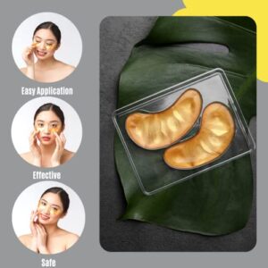 24K Gold Eye Patches for Puffy Eyes - Collagen Eye Masks for Dark Circles and Puffiness - Anti Aging Under Eye Mask Reduce Wrinkles, Puffy Eyes, Dark Circles, Eye Bags, Rejuvenating and Hydrating Under Eye Mask