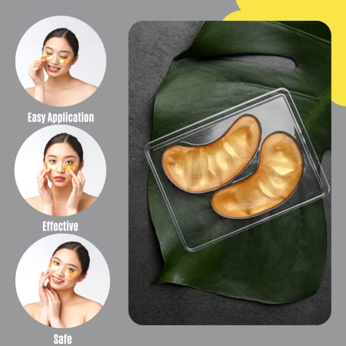 24K Gold Eye Patches for Puffy Eyes - Collagen Eye Masks for Dark Circles and Puffiness - Anti Aging Under Eye Mask Reduce Wrinkles, Puffy Eyes, Dark Circles, Eye Bags, Rejuvenating and Hydrating Under Eye Mask