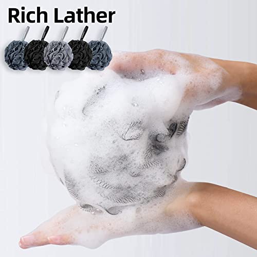 Metene Bath Shower Loofah Sponge, 5 Pack Body Wash Scrubber Exfoliator Loofa Pouf for Use in Shower, 60g Essential Skin Care Men Women Bathing Accessories