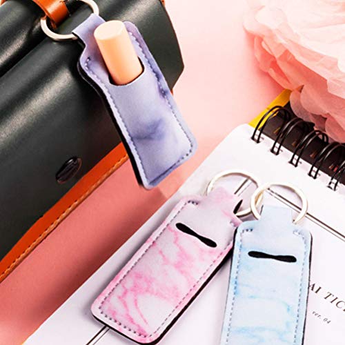 Pengxiaomei 3 Pcs Marble Chapsticks Holder for Lipstick, Lip Balm Gloss Holder, Valentine's Day Small Gift for Women Stocking Stuffers(Pink, Blue, Grey)