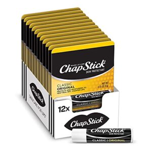 chapstick classic original lip balm tubes, lip care – 0.15 oz(pack of 12)