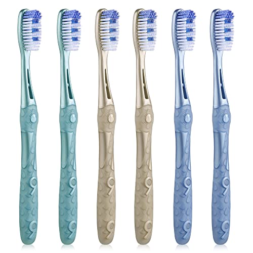 Oralphi Smiling Guardian Toothbrush - Medium Bristles for Adults, 6 Count