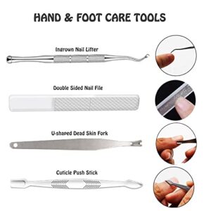 Nail Kit Ingrown Toenail Clipper Pedicure Knife Nail Lifter Thick Nail Cutter Callus Scraper Cuticle Remover File Foot Care Tools