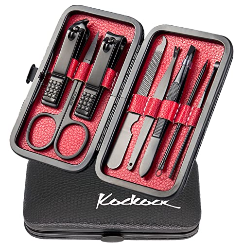 Manicure Set Personal Care Nail Clippers Kit 8 In 1 Stainless Steel Professional Pedicure Set Grooming kits Gift for Dady Men Husband Boyfriend Women with Luxurious Travel Case