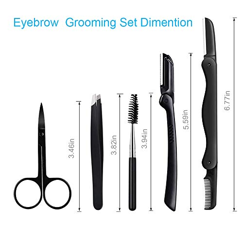 Eyebrow Razor, 5 in 1 Eyebrow Kit, Professional Eyebrow Grooming Set, Eyebrow Trimmers Set for Women and Men, Including Brow Razors Trimmer, Brush, Eyebrow Scissors, Slant Tweezers