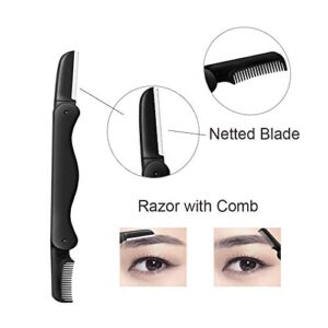 Eyebrow Razor, 5 in 1 Eyebrow Kit, Professional Eyebrow Grooming Set, Eyebrow Trimmers Set for Women and Men, Including Brow Razors Trimmer, Brush, Eyebrow Scissors, Slant Tweezers