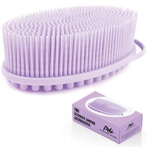 avilana exfoliating silicone body scrubber easy to clean, lathers well, long lasting, and more hygienic than traditional loofah (lavender)