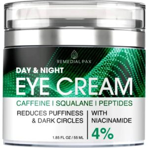remedial eye cream for dark circles and puffiness, bags under eyes treatment, anti-aging collagen eye cream for wrinkles, day & night caffeine eye cream with niacinamide dimethicone, made in usa