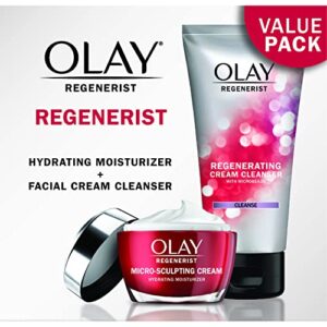 Face Wash by Olay Regenerist Advanced Anti-Aging Pore Scrub Cleanser (5.0 Oz) and Micro-Sculpting Face Moisturizer Cream (1.7 Oz) Skin Care Duo Pack, Total 6.7 Ounces Packaging may Vary