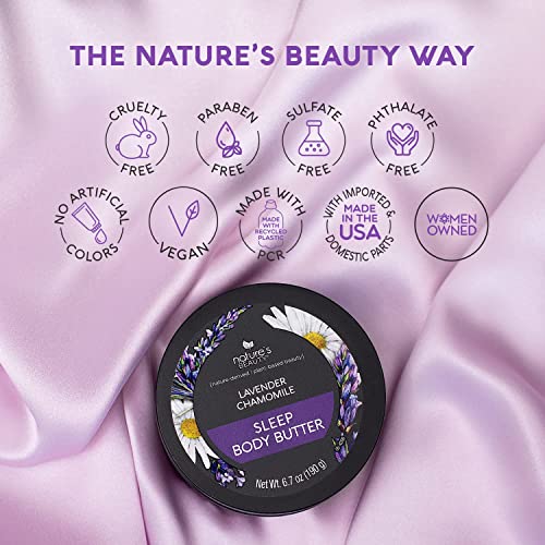 Nature's Beauty Lavender Chamomile Sleep Body Butter Multi-Pack - Sleep Well Luxury Rich Moisturizer, Relax + Calm Your Skin, Made w/ Shea Butter, Jojoba + Moringa Seed Oils, 6.7 oz (2 Pack)