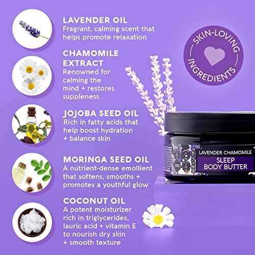 Nature's Beauty Lavender Chamomile Sleep Body Butter Multi-Pack - Sleep Well Luxury Rich Moisturizer, Relax + Calm Your Skin, Made w/ Shea Butter, Jojoba + Moringa Seed Oils, 6.7 oz (2 Pack)