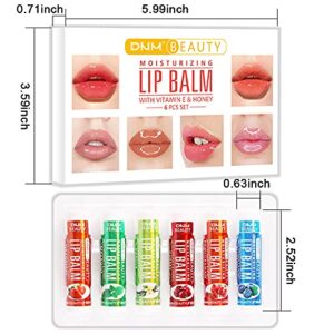 6 Pcs Fruit Flavored Lip Balm for Lip Care on Chafed,Chapped or Dry Cracked Lips. Lip Balms Moisturizs Care Holiday Gift, Natural Lip Balm Chapstick Set, Lip Balm with Spf for Girls or Mens Lip Balm