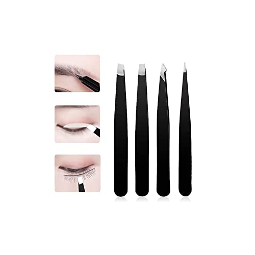 4-piece Eyebrow Clip Beauty Tweezers Set, Professional Stainless Steel Tweezers, Precision Stainless Steel Kit for Ingrown Hair Eyebrows Facial Hair Splinter and Eyelashes