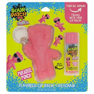 taste beauty sour patch kids–flavored lip balm and keychain holder, (flavor), 2-piece set