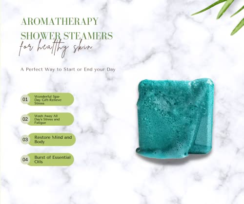 Shower Steamers - Set of 9 Shower Bombs with Essential Oils - Eucalyptus 65 gr Each (Box)