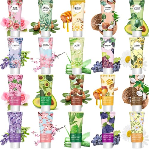 20 Pack Hand Lotion Gift Stocking Stuffers,Moisturizing Hand Care Plant Fragrance Hand Cream Lotion For Dry Hands,Natural Mini Travel Size Hand Lotion With Shea Butter,Aloe,Vitamin E for Bridesmaid Gifts Christmas Gifts Valentines Gifts