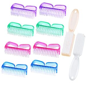 handle grip nail brush, hand fingernail scrub cleaning brushes for toes and nails cleaner, pedicure scrubbing tool kit for men and women 10 pack (multicolor)