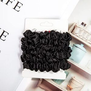 12Pcs Satin Hair Scrunchies, Black Scrunchies Hair Ties Elastic Hair Bands Ponytail Holder Hair Accessories for Women Girls Gifts