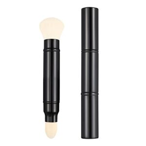 falliny dual retractable kabuki makeup brushes, travel face blush powder brush, double-ended foundation concealer brush with cap for blush, bronzer, buffing, highlighter, flawless powder cosmetics