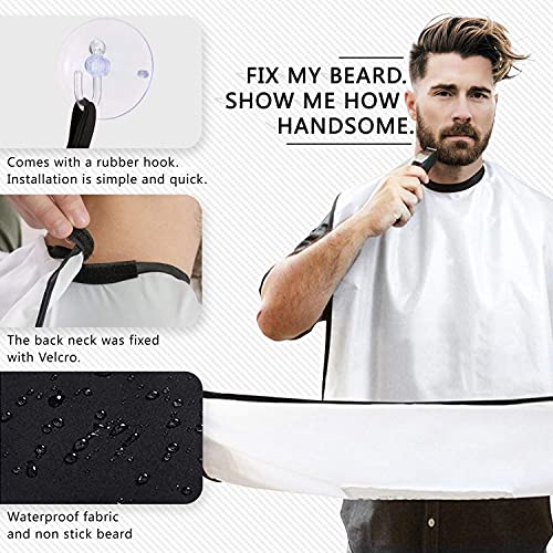 GIIOASA Beard catcher, beard bib apron for men, Non-Stick Beard Cape for Trimming, Beard Apron, Cape for Men Shaving, Gifts for Men (A37-White)