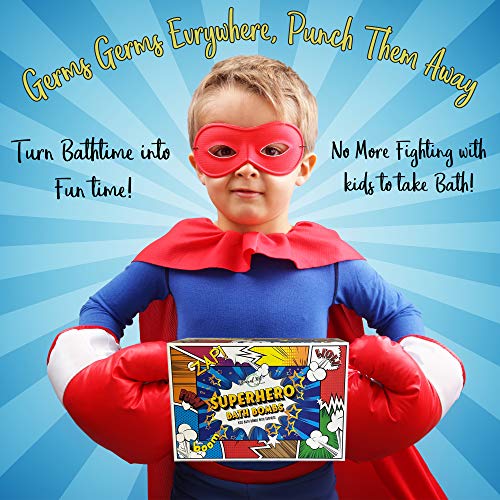 Bath Bombs for Kids with Toys Inside - Organic Bubble Bath Fizzies with Superhero Toy Surprises - Gentle and Kids Friendly Organic Bubble Bath Fizzy, Birthday, Easter Basket Gift for Girls and Boys