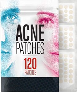 basic concepts acne patches (120 pack), tea tree oil and hydrocolloid pimple patches for face, zit patch (3 sizes), blemish patches, acne dots, pimple stickers, acne patch and pimple patch