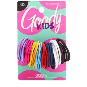 goody kids ouchless elastic hair tie – 40 count, assorted colors – 2mm for fine to medium hair – pain-freehair accessories for men, women, boys, and girls – for long lasting braids, ponytails