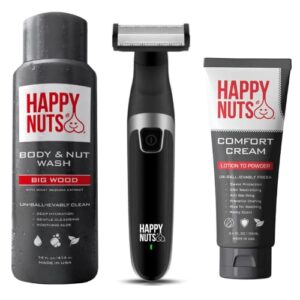 happy nuts bundle – the ballber electric groin trimmer, comfort cream ball deodorant, and nut and body wash for men