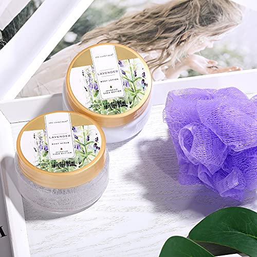 Spa Luxetique Spa Gift Basket, Gift Set for Women - 15pcs Lavender Spa Baskets, Relaxing Spa Kit Includes Bubble Bath, Bath Bombs, Massage Oil, Bath Set for Women Gifts, Birthday Gifts for Mother