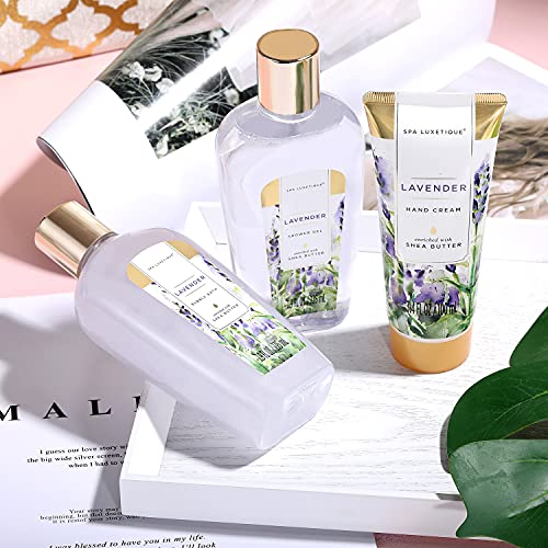 Spa Luxetique Spa Gift Basket, Gift Set for Women - 15pcs Lavender Spa Baskets, Relaxing Spa Kit Includes Bubble Bath, Bath Bombs, Massage Oil, Bath Set for Women Gifts, Birthday Gifts for Mother