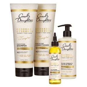 carol’s daughter goddess strength hair care gift set – sulfate free shampoo and conditioner, leave in cream, scalp & hair treatment oil to prevent breakage for curly, natural hair – with castor oil