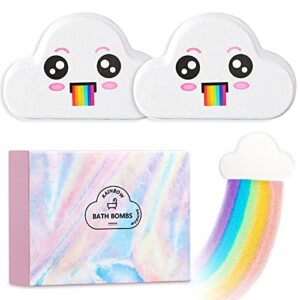 2-pack rainbow bath bombs spa set, 6.3oz untra large size, moisturizes skin contain organic ingredients, natural essential oil