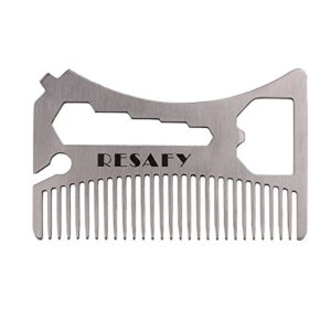 resafy special thickening stainless steel hair comb beard wallet comb with bottle opener screwdriver wrench