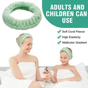 Luluo Spa Headband Women Microfiber Facial Makeup Hairband with Wristbands Elastic Fluffy Face Washing Headband Skin Care Green Spa Headbands