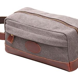 IBLUE Toiletry Bag Leather and Canvas Travel Dopp Kit Bathroom Shaving Organizer for Men&Women Travel Accessories,B03 (BLACK)