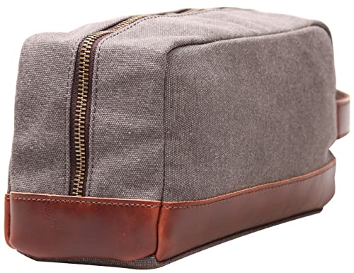 IBLUE Toiletry Bag Leather and Canvas Travel Dopp Kit Bathroom Shaving Organizer for Men&Women Travel Accessories,B03 (BLACK)