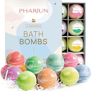shower bombs, natural fresh 12 kinds of aromatherapy fragrances shower bath bomb with plant essential oils and dry flower, 12 count big for women and men