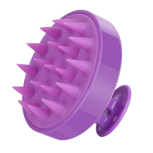 SetSail Hair Scalp Massager Shampoo Brush, Soft Silicone Hair Scalp Scrubber with Ergonomic Handle, Dry and Wet Hair Scalp Brush for Hair Growth, Dandruff Removal, Relax, Blood Circulation, Purple