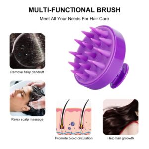 SetSail Hair Scalp Massager Shampoo Brush, Soft Silicone Hair Scalp Scrubber with Ergonomic Handle, Dry and Wet Hair Scalp Brush for Hair Growth, Dandruff Removal, Relax, Blood Circulation, Purple