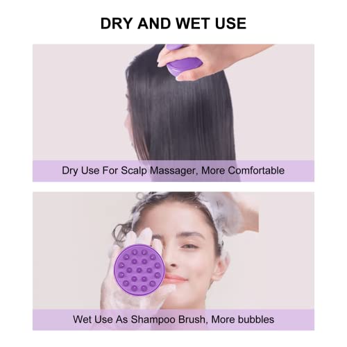 SetSail Hair Scalp Massager Shampoo Brush, Soft Silicone Hair Scalp Scrubber with Ergonomic Handle, Dry and Wet Hair Scalp Brush for Hair Growth, Dandruff Removal, Relax, Blood Circulation, Purple