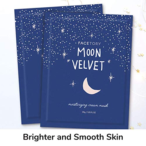 FACETORY Moon Velvet Moisturizing Cream with Jojoba Oil Sheet Mask - Moisturizing, Brightening, and Anti-Aging (Pack of 5)