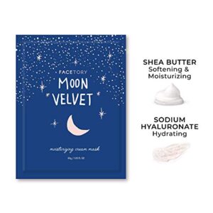 FACETORY Moon Velvet Moisturizing Cream with Jojoba Oil Sheet Mask - Moisturizing, Brightening, and Anti-Aging (Pack of 5)