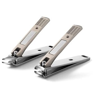 bezox nail clipper, ultra sharp stainless steel toenail clipper and fingernail clipper, 2 pcs nail cutter for women and men for thick and ingrown nails