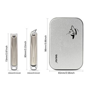 BEZOX Nail Clipper, Ultra Sharp Stainless Steel Toenail Clipper and Fingernail Clipper, 2 PCS Nail Cutter for Women and Men for Thick and Ingrown Nails